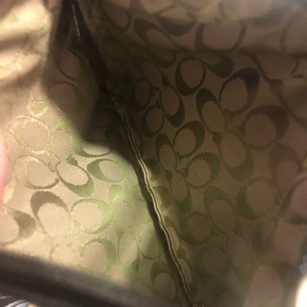 Coach black leather wristlet bag
